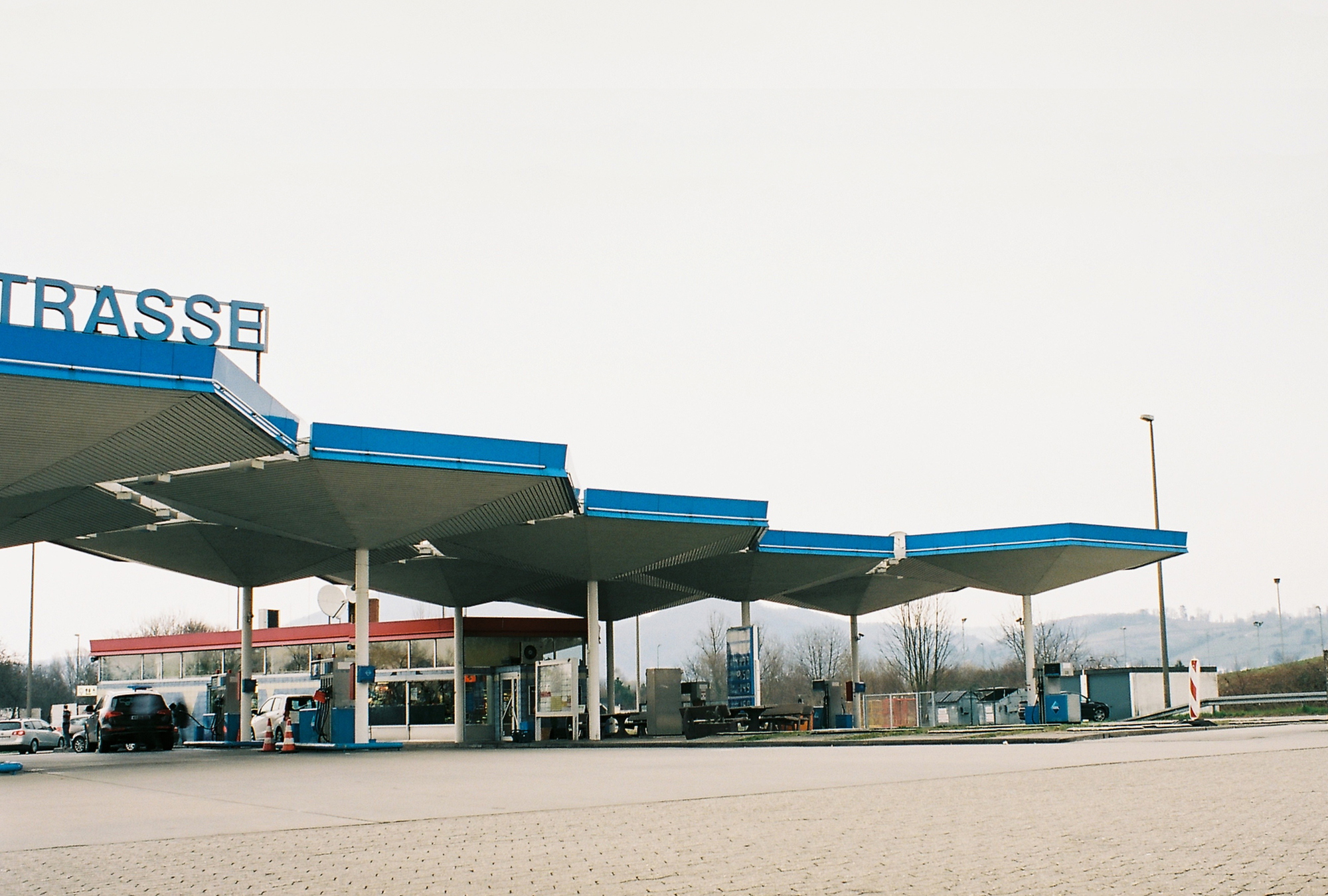 gas station bergstrasse, A5 highway, germany, march 2013